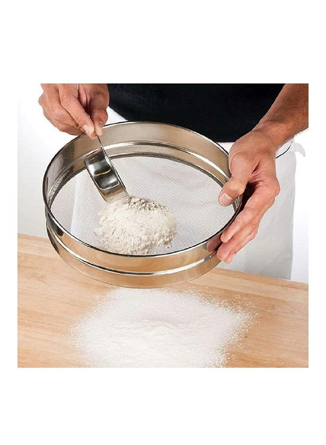 Elexiq Stainless Steel Food Strainers (Atta Chalni) Flour Sieve Sifting Strainer Cake Sugar Baking Kitchen Tools Flatware Sets Sifters for Baking & Powdered Sugar-Silver - Image 2